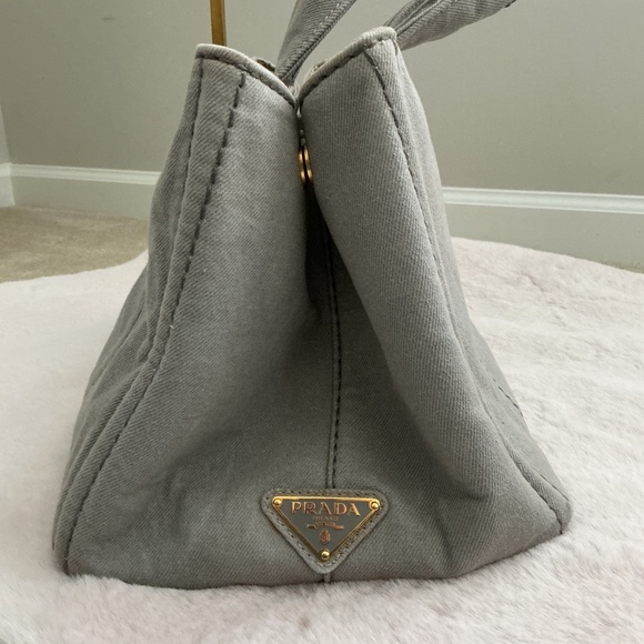 Prada Gray Denim Canapa Handbag - Picture 3 of 4